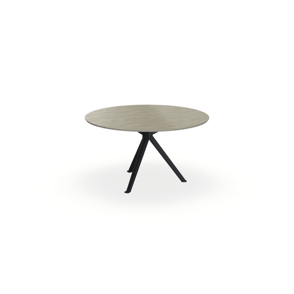 Eettafel Beton Leather Taupe - Rond - Stella Onderstel Mat Zwart - {{ product.type }} - Kas20