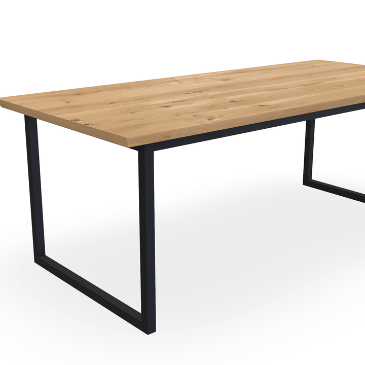 Eettafel Eiken Maurra - Recht - Kubus Onderstel Mat Zwart - {{ product.type }} - Kas20