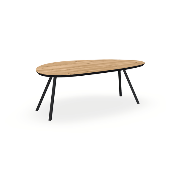 Eettafel Eiken Maurra - Kiezel B - I Schuin Onderstel Mat Zwart - {{ product.type }} - Kas20