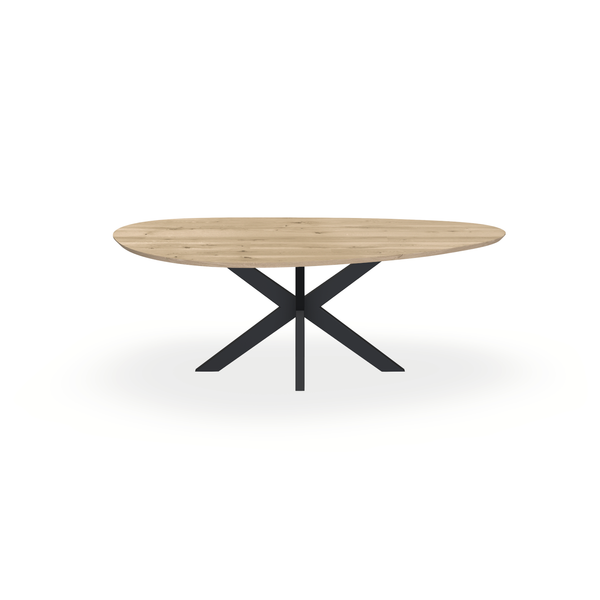 Eettafel Eiken Naturel - Kiezel A - Matrix Dun Onderstel Mat Zwart - {{ product.type }} - Kas20