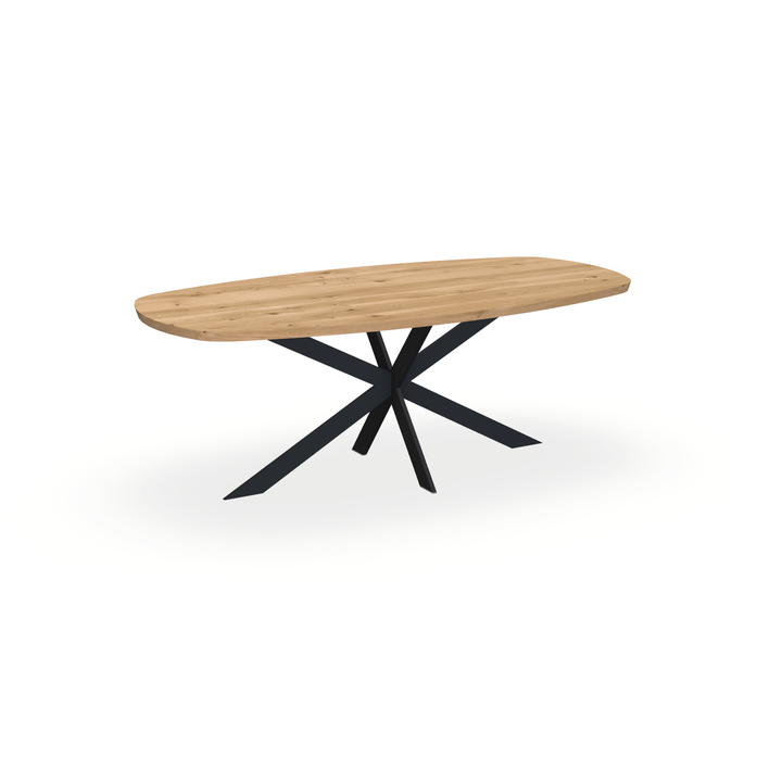 Eettafel Eiken Maurra - Ovaal Deens - Matrix Ultra Onderstel Mat Zwart - {{ product.type }} - Kas20