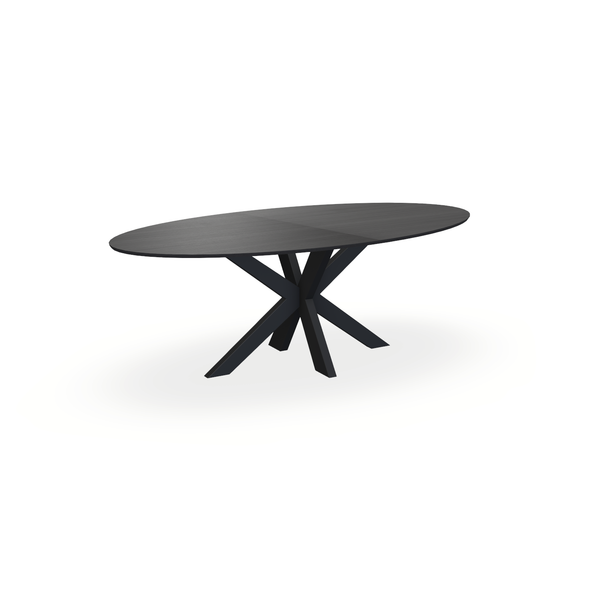 Eettafel Eiken Fineer Zwart - Ovaal - Matrix Dun Onderstel Mat Zwart - {{ product.type }} - Kas20