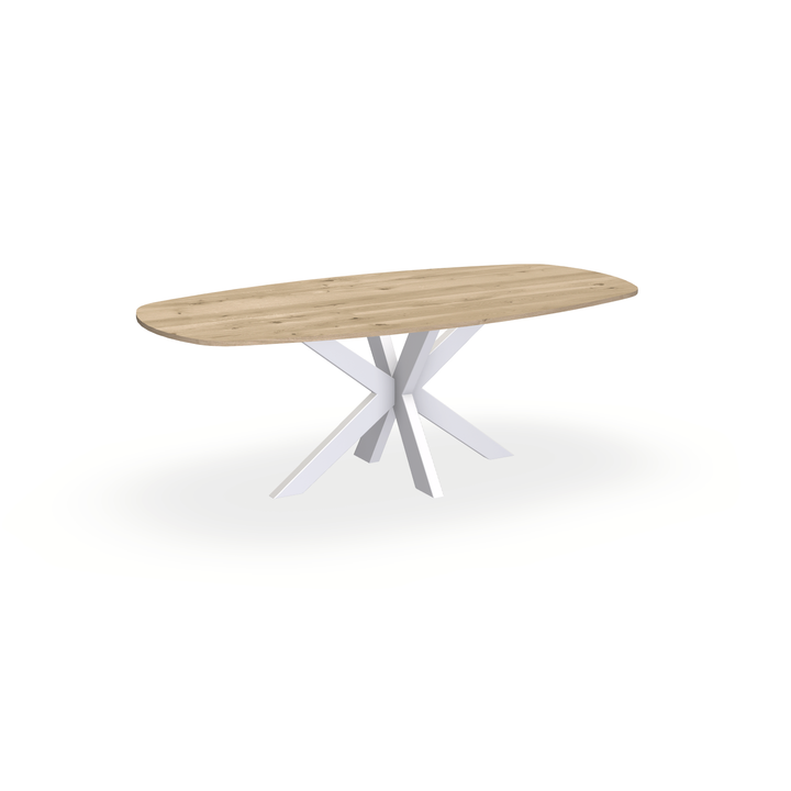Eettafel Eiken Naturel - Ovaal Deens - Matrix Dun Onderstel Mat Wit - {{ product.type }} - Kas20