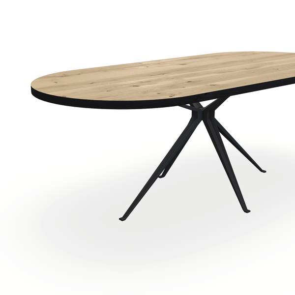 Eettafel Eiken Naturel - Ovaal Plat - Anna Onderstel Mat Zwart - {{ product.type }} - Kas20