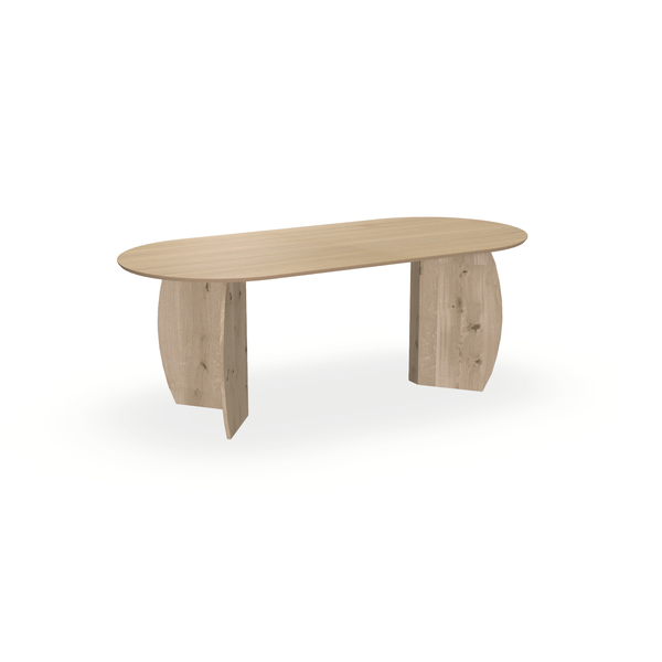 Eettafel Eiken Fineer Naturel - Ovaal Plat - Maan Buiten Eiken Naturel - {{ product.type }} - Kas20