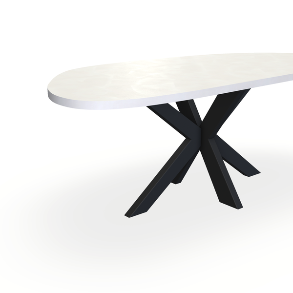 Eettafel Beton Beige - Organisch A - Matrix Dun Onderstel Mat Zwart - {{ product.type }} - Kas20