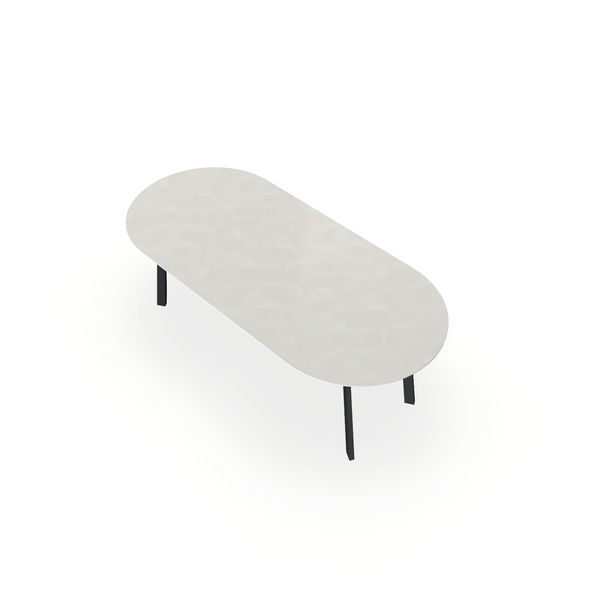Eettafel Beton Creamy White - Ovaal Plat - I Poot Onderstel Mat Zwart - {{ product.type }} - Kas20