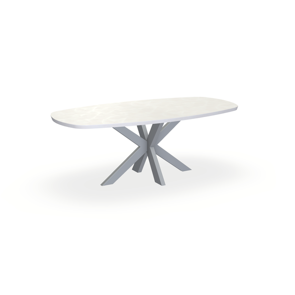 Eettafel Beton Creamy White - Ovaal Deens - Matrix Dun Onderstel Mat Zilver - {{ product.type }} - Kas20