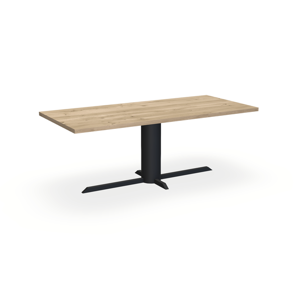 Eettafel Eiken Naturel - Recht - Ilona Onderstel Mat Zwart - {{ product.type }} - Kas20