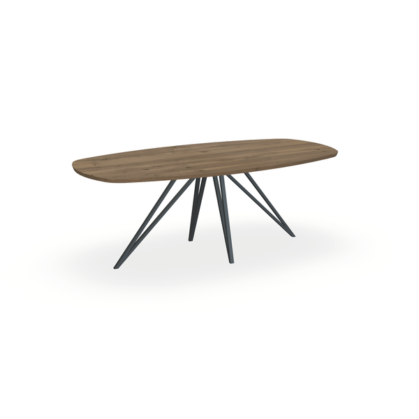 Eettafel Eiken Chocolate - Ovaal Deens - Spin Onderstel Mat Antraciet - {{ product.type }} - Kas20