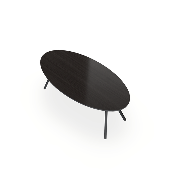 Eettafel Eiken Fineer Black Smoke In - Ovaal - I Schuin Onderstel Mat Zwart - {{ product.type }} - Kas20