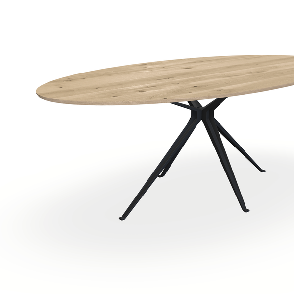 Eettafel Eiken Naturel - Ovaal - Anna Onderstel Mat Zwart - {{ product.type }} - Kas20