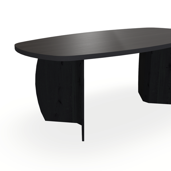 Eettafel Eiken Fineer Black Smoke In - Ovaal Deens - Maan Buiten Eiken Zwart - {{ product.type }} - Kas20