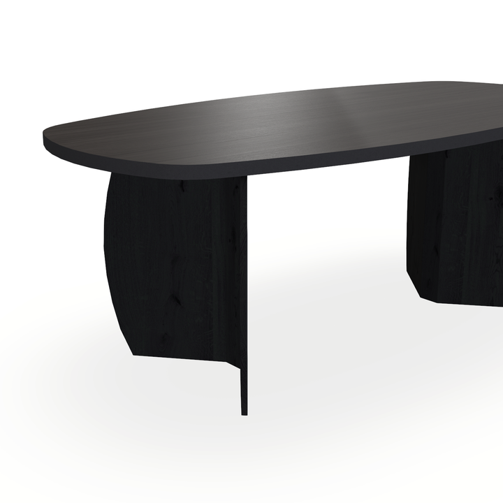 Eettafel Eiken Fineer Black Smoke In - Ovaal Deens - Maan Buiten Eiken Zwart - {{ product.type }} - Kas20
