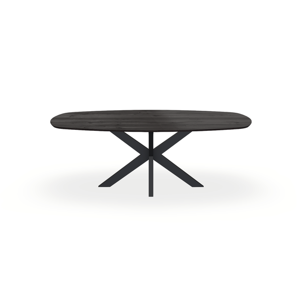 Eettafel Eiken Black Smoke In - Ovaal Deens - Matrix Dun Onderstel Mat Zwart - {{ product.type }} - Kas20