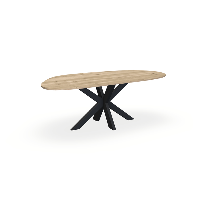 Eettafel Eiken Naturel - Organisch A - Matrix Dun Onderstel Mat Zwart - {{ product.type }} - Kas20