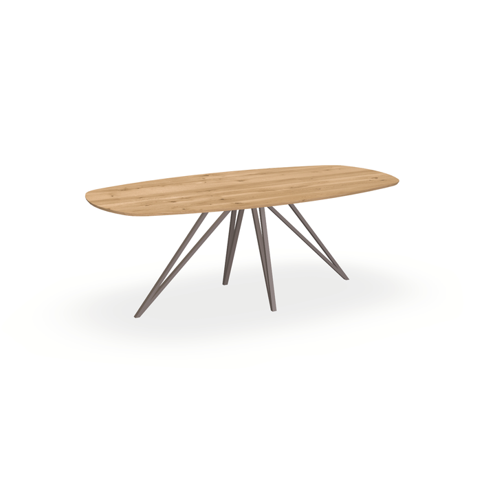 Eettafel Eiken Maurra - Ovaal Deens - Spin Onderstel Mat Lichtbruin - {{ product.type }} - Kas20