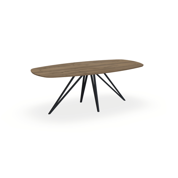 Eettafel Eiken Chocolate - Ovaal Deens - Spin Onderstel Mat Zwart - {{ product.type }} - Kas20