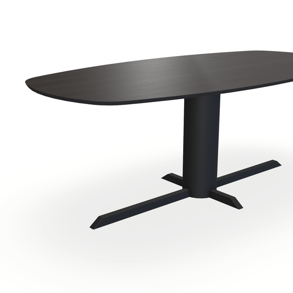 Eettafel Eiken Fineer Black Smoke In - Ovaal Deens - Ilona Onderstel Mat Zwart - {{ product.type }} - Kas20