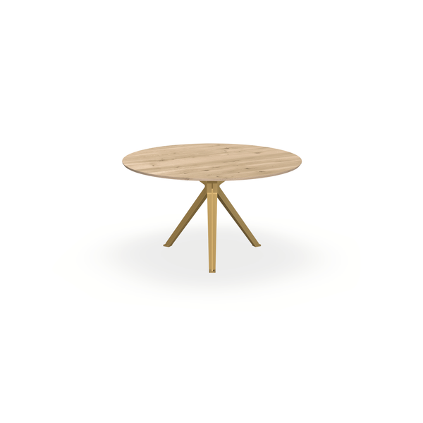 Eettafel Eiken Liqurien - Rond - Stella Onderstel Mat Goud - {{ product.type }} - Kas20