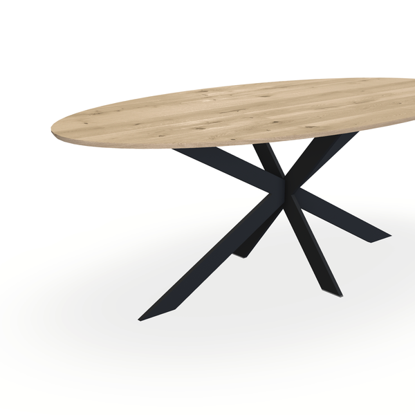Eettafel Eiken Naturel - Ovaal - Matrix Ultra Onderstel Mat Zwart - {{ product.type }} - Kas20