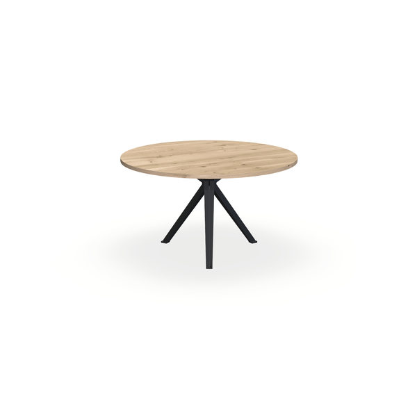 Eettafel Eiken Liqurien - Rond - Stella Onderstel Mat Zwart - {{ product.type }} - Kas20