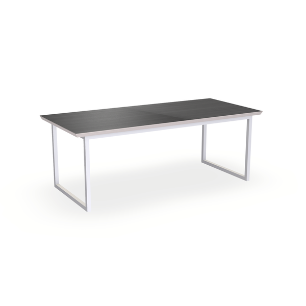 Eettafel Eiken Fineer Zwart - Recht - Kubus Onderstel Mat Wit - {{ product.type }} - Kas20