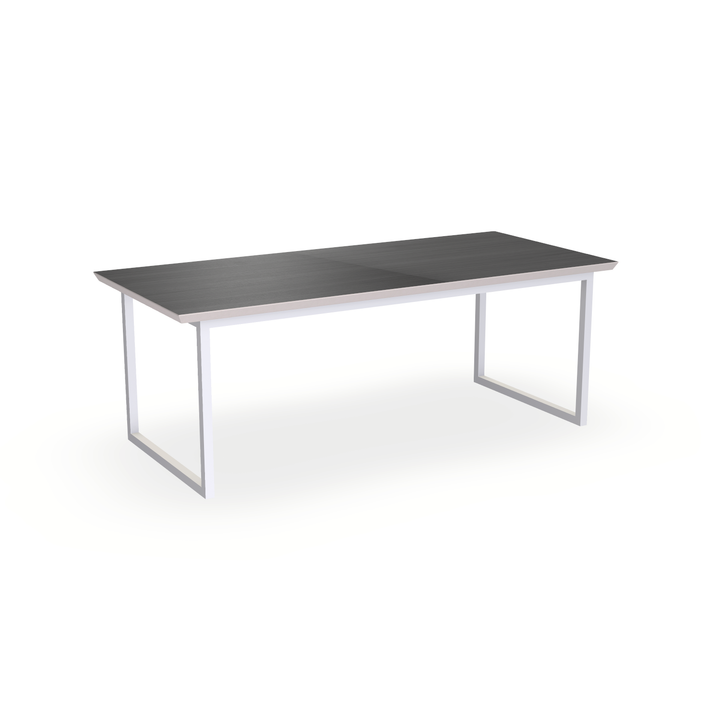 Eettafel Eiken Fineer Zwart - Recht - Kubus Onderstel Mat Wit - {{ product.type }} - Kas20