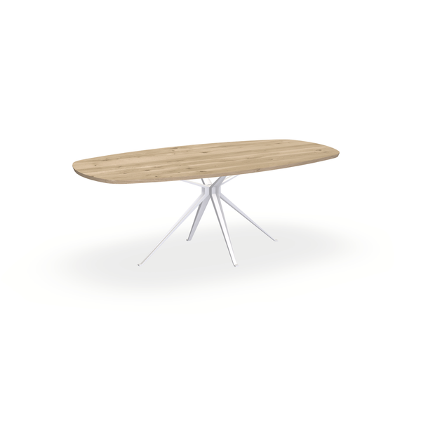 Eettafel Eiken Naturel - Ovaal Deens - Anna Onderstel Mat Wit - {{ product.type }} - Kas20