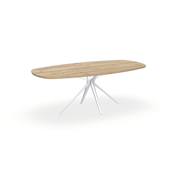 Eettafel Eiken Naturel - Ovaal Deens - Anna Onderstel Mat Wit - {{ product.type }} - Kas20