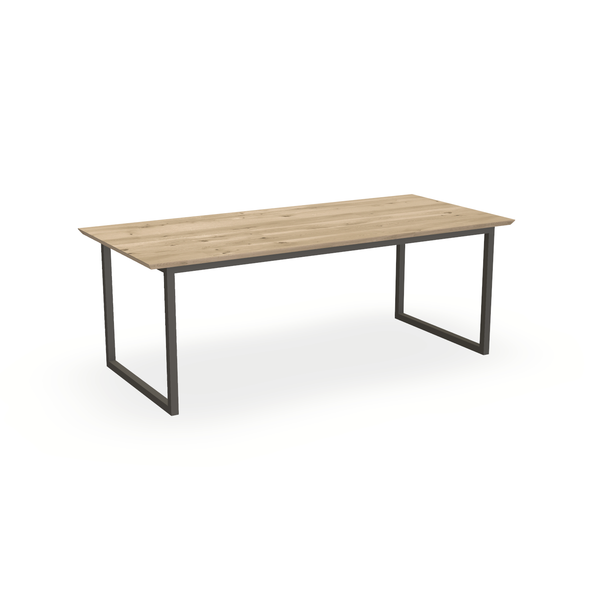 Eettafel Eiken Naturel - Recht - Kubus Onderstel Mat Donkerbruin - {{ product.type }} - Kas20