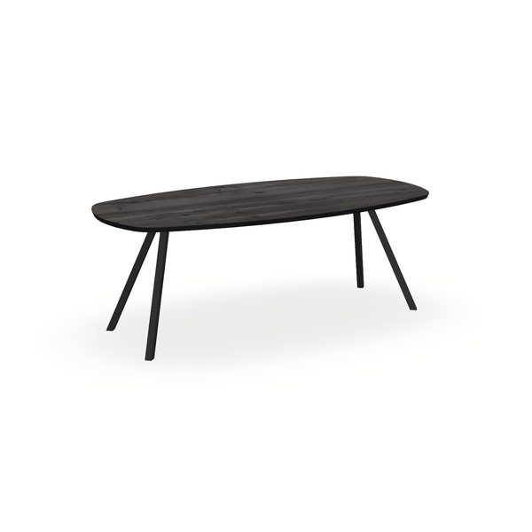 Eettafel Eiken Black Smoke In - Ovaal Deens - I Schuin Onderstel Mat Zwart - {{ product.type }} - Kas20