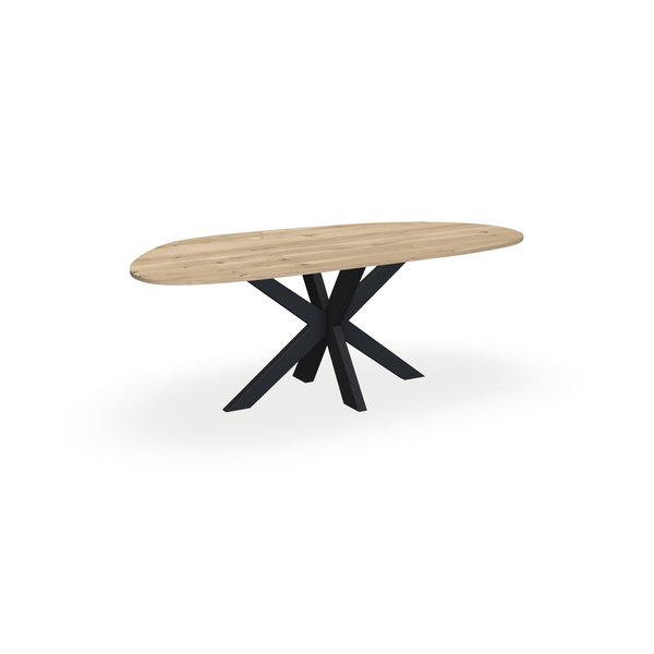 Eettafel Eiken Naturel - Organisch A - Matrix Dun Onderstel Mat Zwart - {{ product.type }} - Kas20