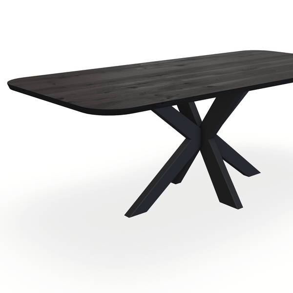 Eettafel Eiken Black Smoke In - Recht Radius - Matrix Dun Onderstel Mat Zwart - {{ product.type }} - Kas20