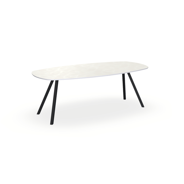 Eettafel Beton Creamy White - Ovaal Deens - I Schuin Onderstel Mat Zwart - {{ product.type }} - Kas20