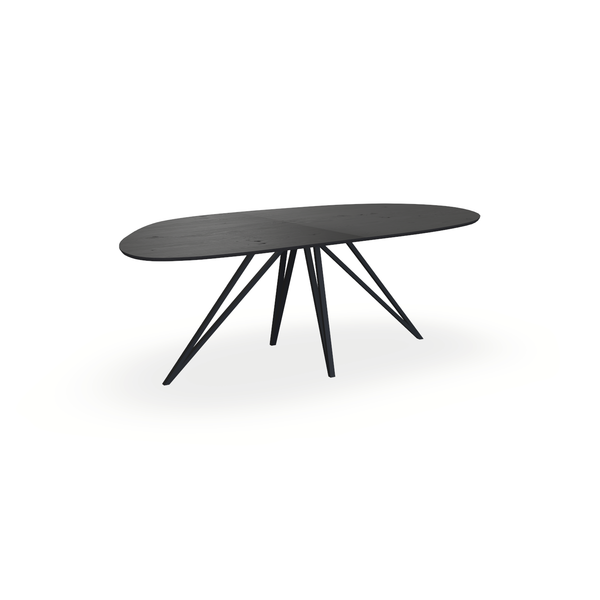 Eettafel Eiken Fineer Noesten Zwart - Organisch A - Spin Onderstel Mat Zwart - {{ product.type }} - Kas20