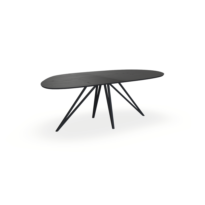 Eettafel Eiken Fineer Noesten Zwart - Organisch A - Spin Onderstel Mat Zwart - {{ product.type }} - Kas20
