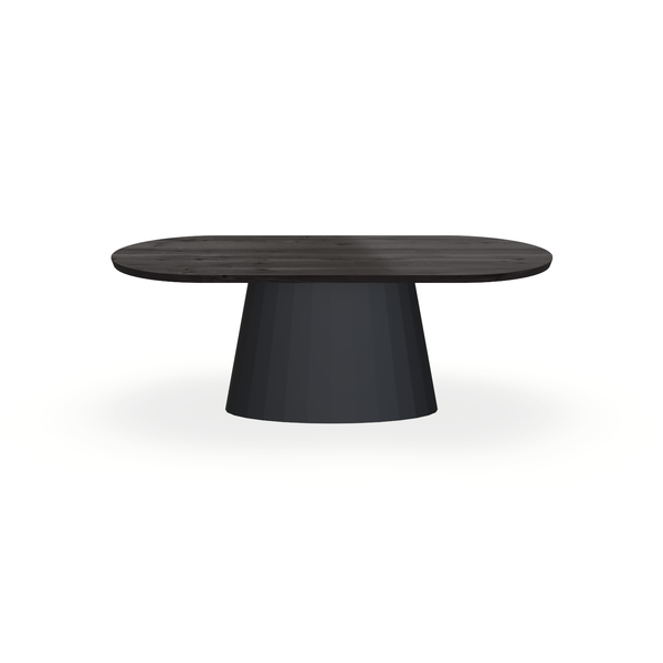 Eettafel Eiken Black Smoke In - Ovaal Plat - Sjors Onderstel Mat Zwart - {{ product.type }} - Kas20