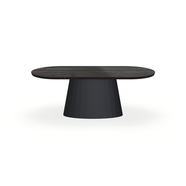 Eettafel Eiken Black Smoke In - Ovaal Plat - Sjors Onderstel Mat Zwart - {{ product.type }} - Kas20