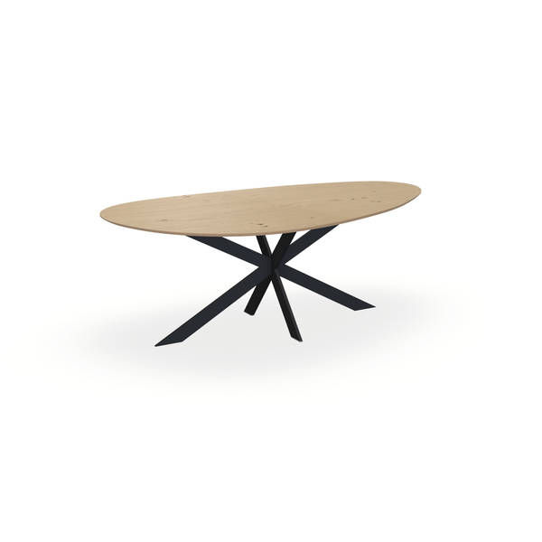 Eettafel Eiken Fineer Noesten Naturel - Kiezel A - Matrix Ultra Onderstel Mat Zwart - {{ product.type }} - Kas20