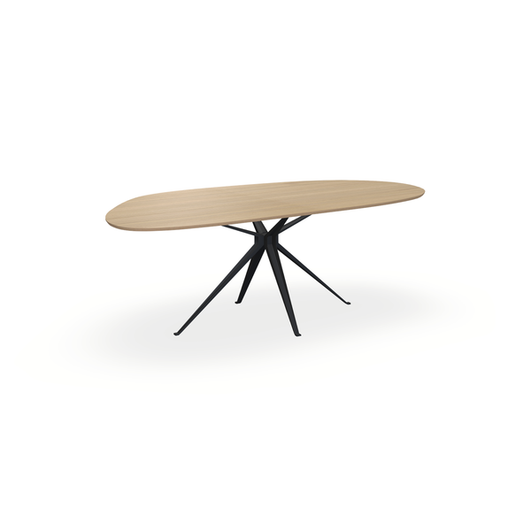 Eettafel Eiken Fineer Naturel - Organisch A - Anna Onderstel Mat Zwart - {{ product.type }} - Kas20