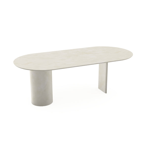 Beton eettafel creamy white - Plat ovaal - Columbus Mix creamy white
