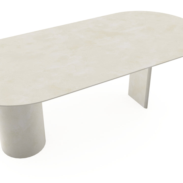 Beton eettafel creamy white - Plat ovaal - Columbus Mix creamy white - {{ product.type }} - Kas20