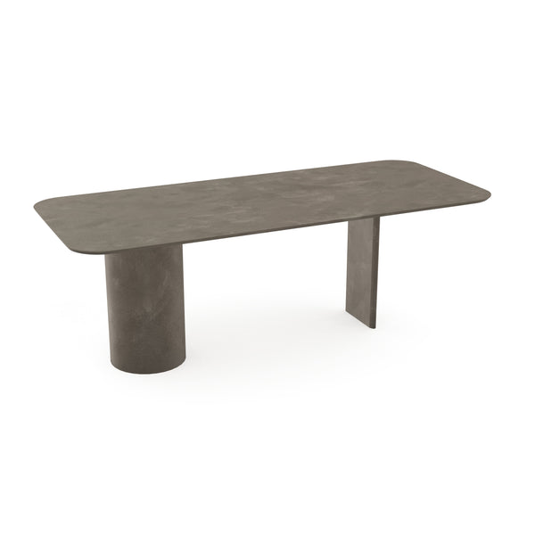 Beton eettafel Leather Taupe - Recht Radius - Columbus Mix leather taupe