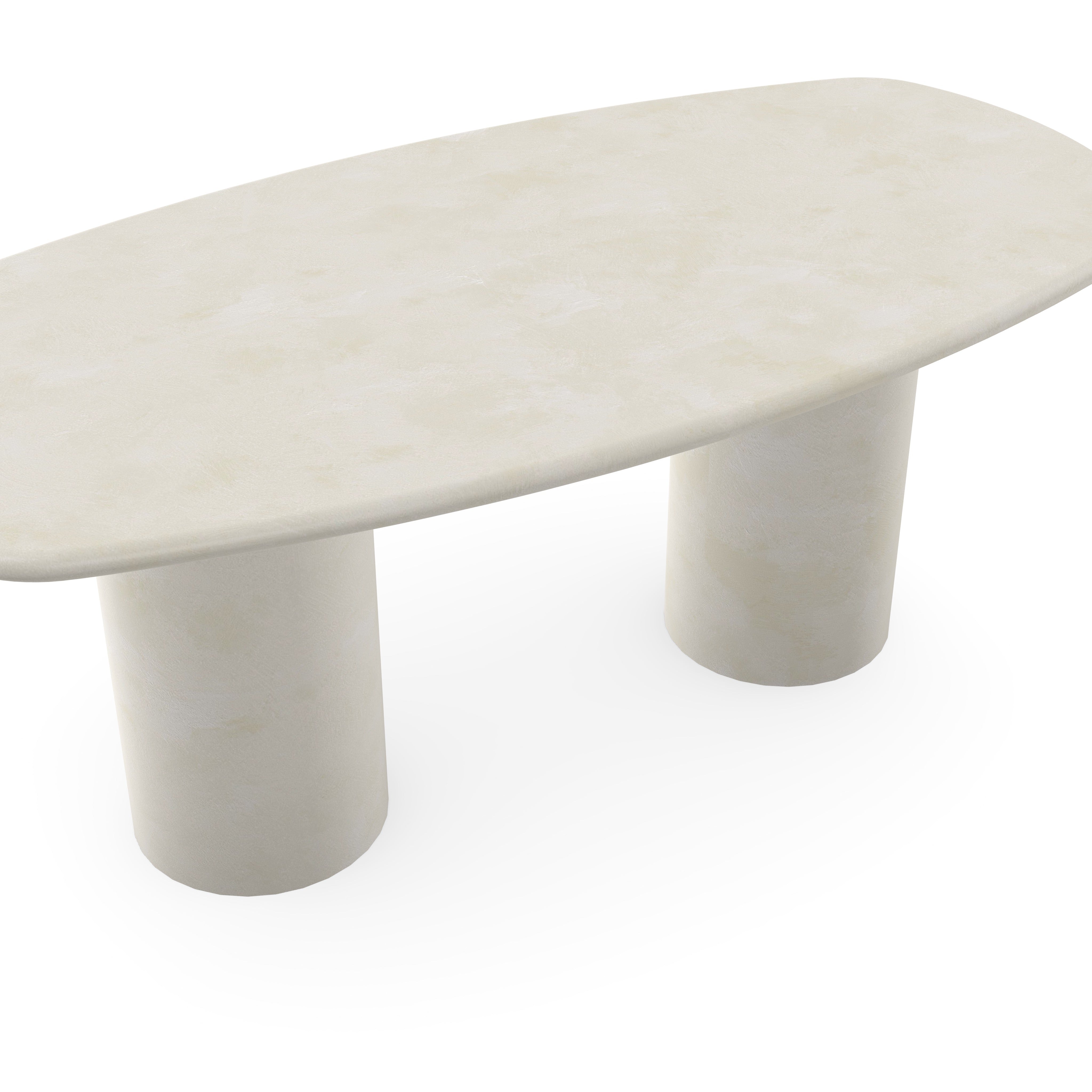 Beton eettafel - Beige - Ovaal Deens - Ronde poten