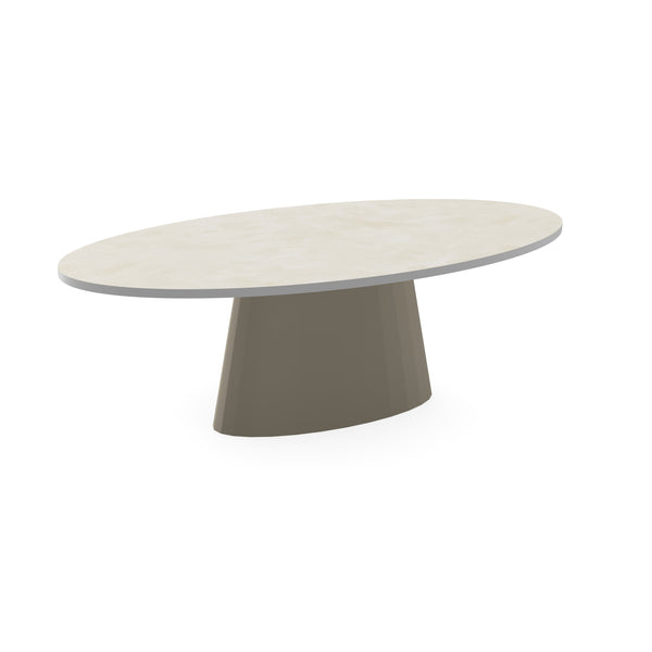Beton eettafel Creamy White – Ovaal - Sjors onderstel Beige