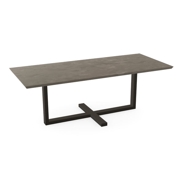 Beton eettafel Leather Taupe - Recht - Halve Plus Donkerbruin