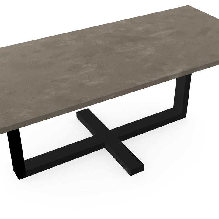 Beton eettafel Leather Taupe - Recht - Halve Plus Donkerbruin - {{ product.type }} - Kas20