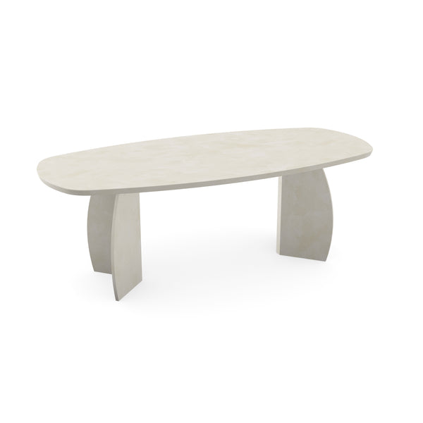 Beton eettafel Creamy White – Deens ovaal - Maan onderstel