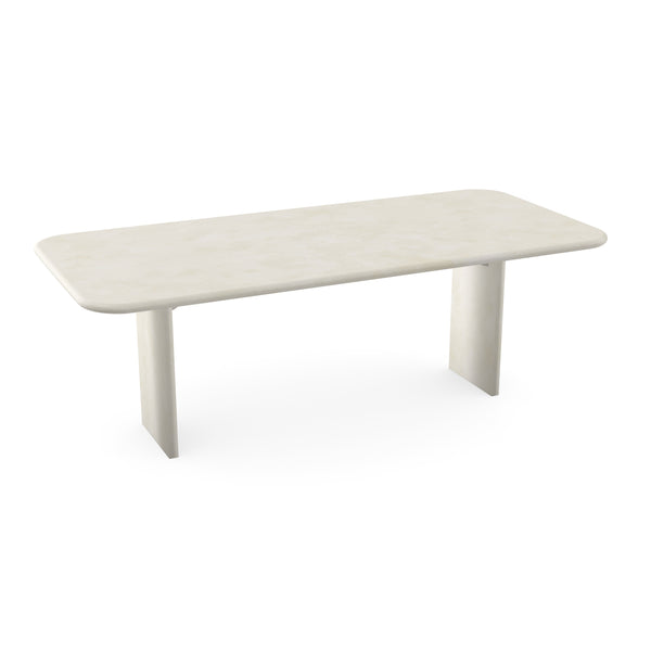 Beton eettafel creamy white - Recht radius - Blokpoot Creamy White